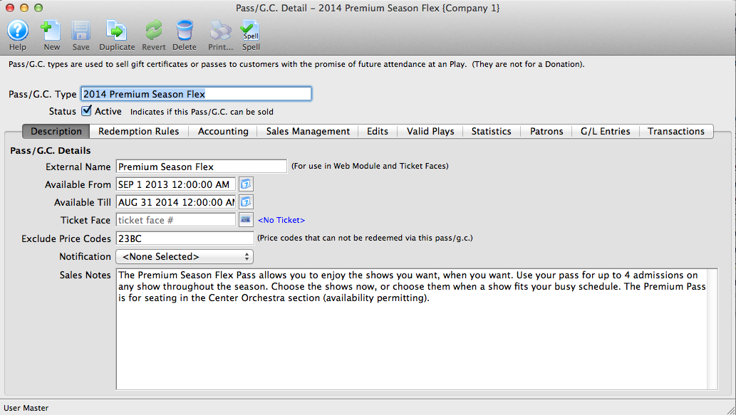 Description Tab Arts Management Systems