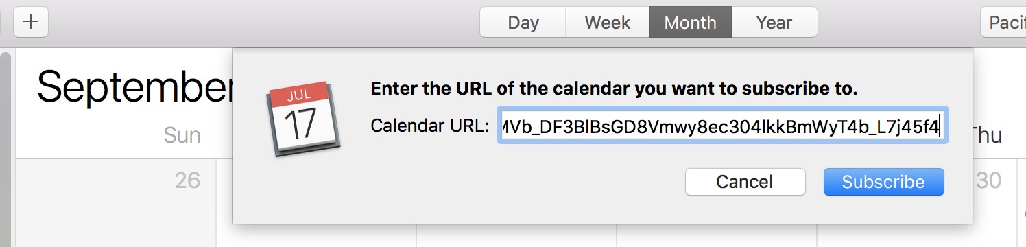ICal Subscribing Using The URL ICal Subscribing Using The URL