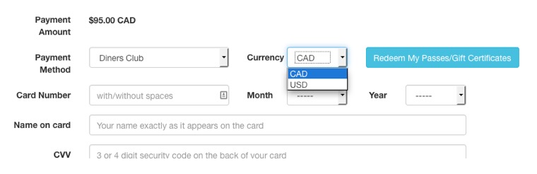 Currency Selection