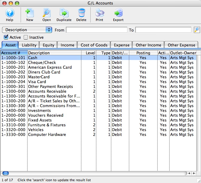 chart of accounts templates