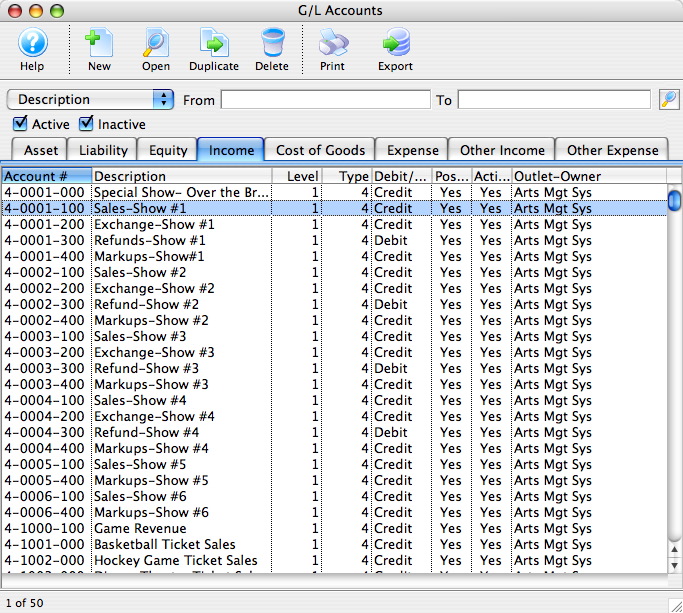 chart of accounts example service business