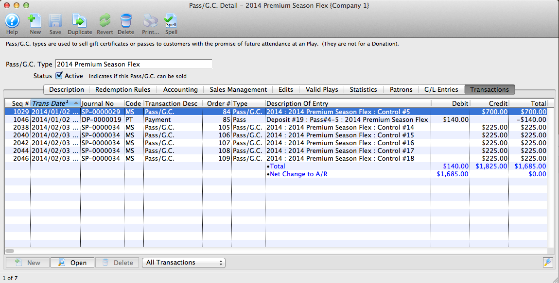 Transactions Tab | Arts Management Systems